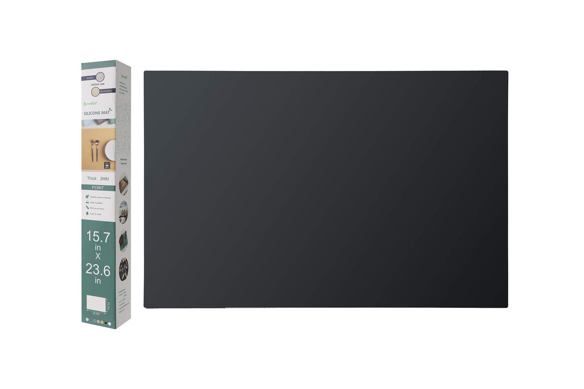 Emolife thick silicone mat under a microwave protects countertops from spills.