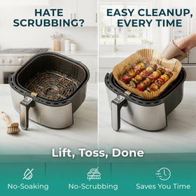 Liners compatible with Ninja and Cosori air fryers keep baskets clean.