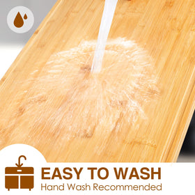 Easy maintenance bamboo surface cleans quickly with a rinse and oil