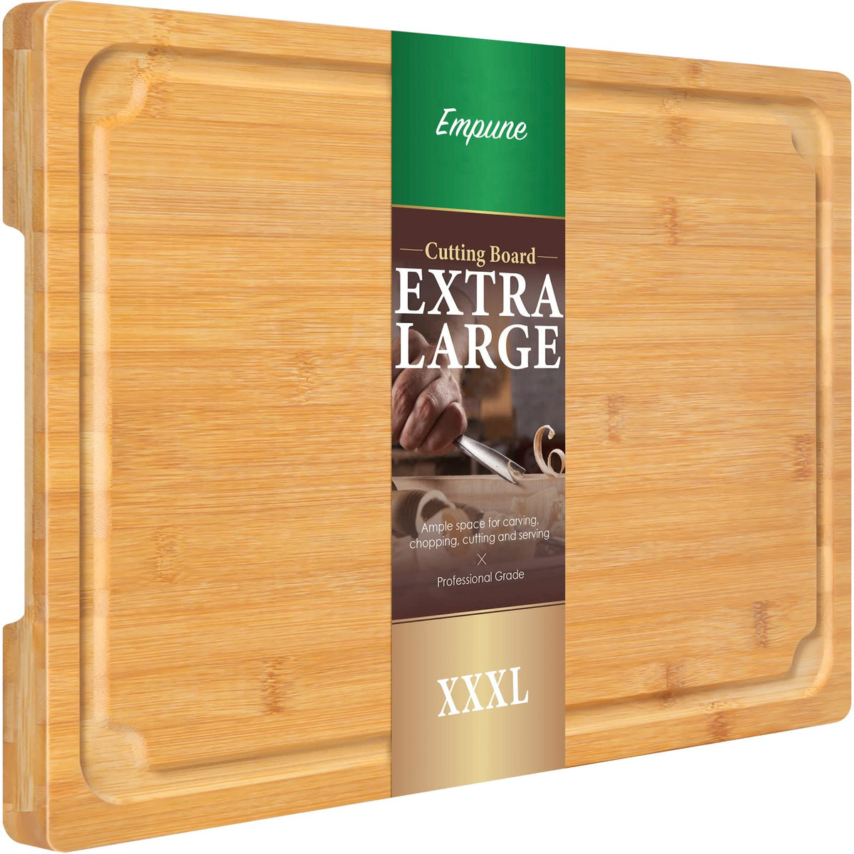Empune 3XLarge cutting board with juice groove for cleaner prep and easier cleanup
