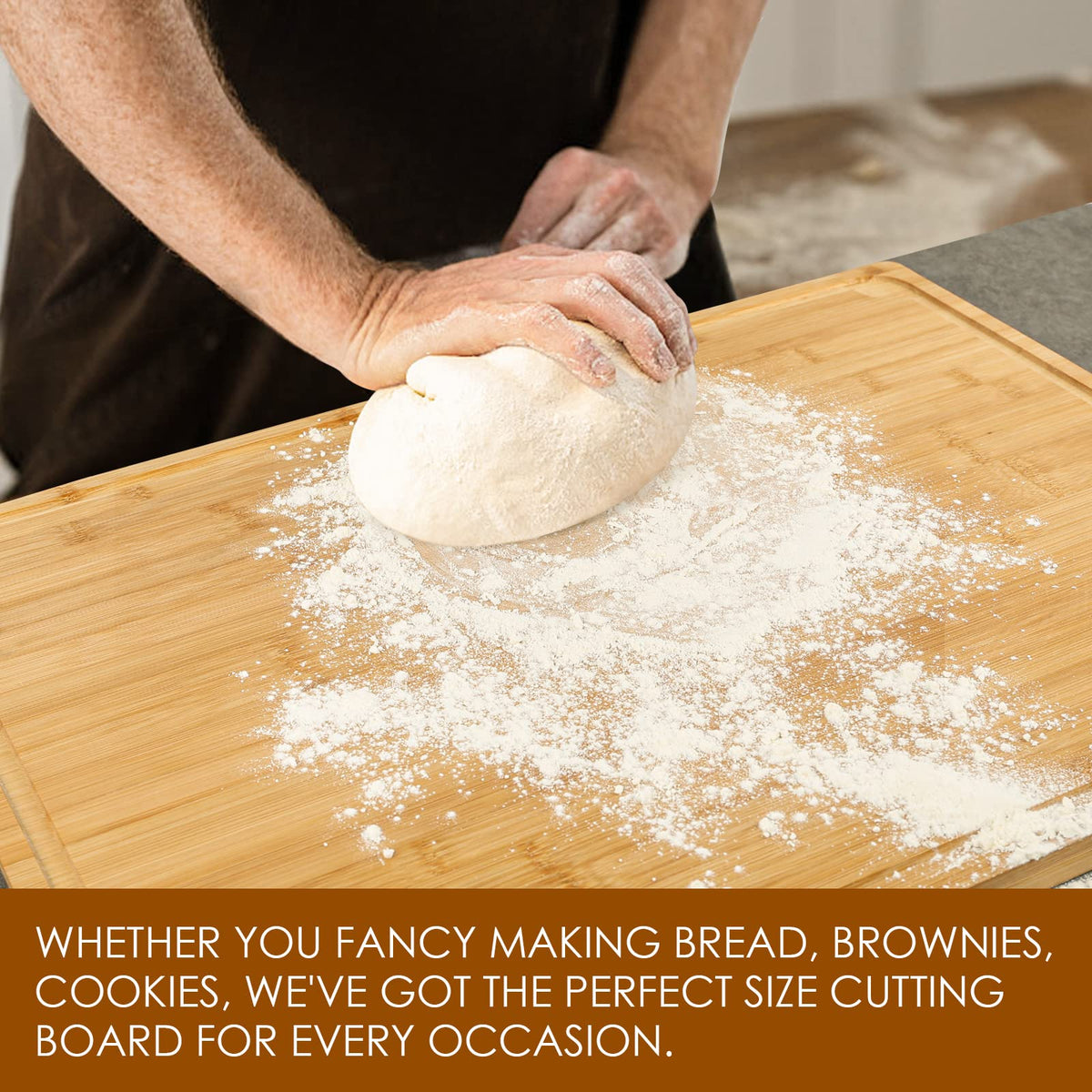 Juice groove on Empune board contains liquids during chopping tasks
