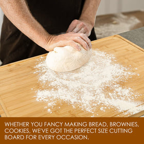 Juice groove on Empune board contains liquids during chopping tasks
