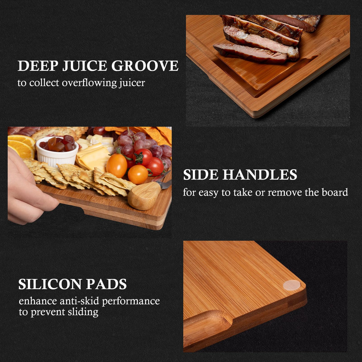 Empune large 14-inch board, ideal for versatile slicing and serving at gatherings.