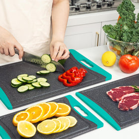 Empune turquoise cutting board easy storage with slim profile and handles