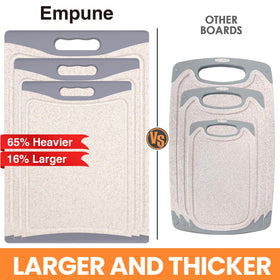 Empune cutting-board juice groove demonstrates built-in liquid catch