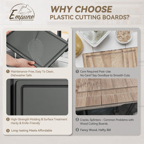 Empune cutting board set non-porous surface resists stains and odors over time.