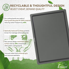Empune cutting board set made from recycled material to reduce waste.