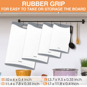 Empune cutting boards with built-in TPR handles provide a secure grip for stable chopping.
