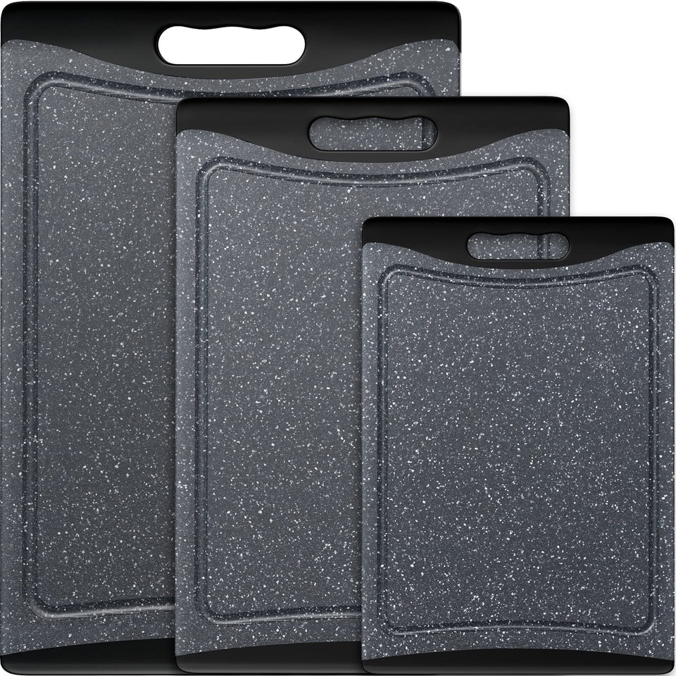 Empune cutting boards top view with juice groove catching spills on the counter