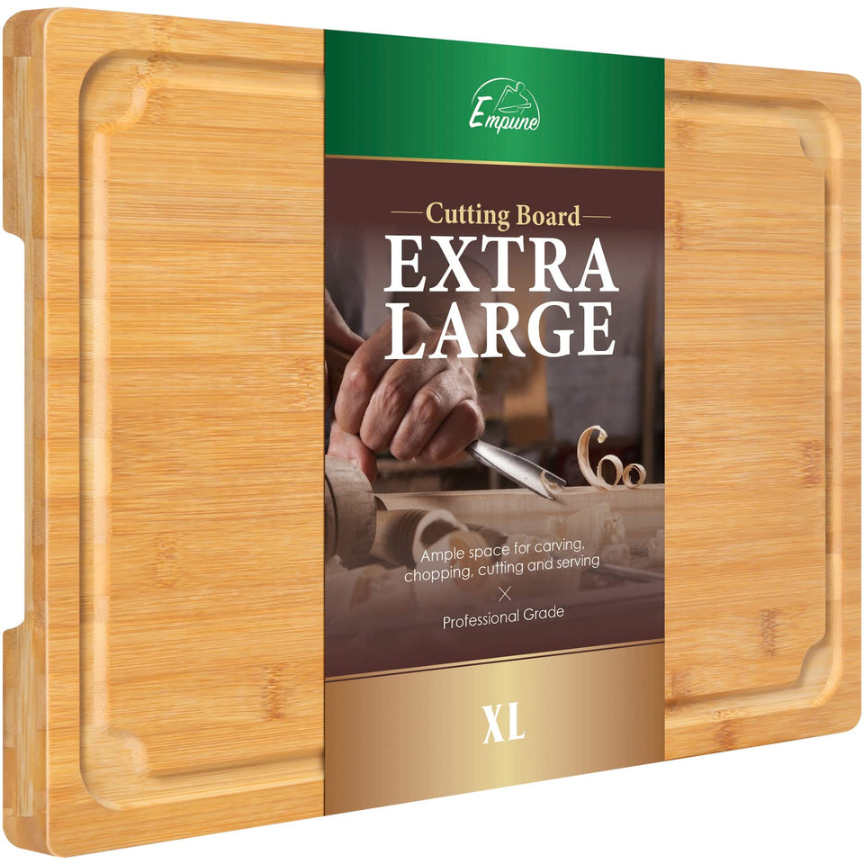 Empune extra-large cutting board with ample prep space for meals