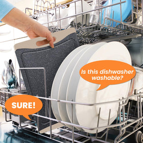 Empune plastic cutting boards are dishwasher-safe for quick cleanup.