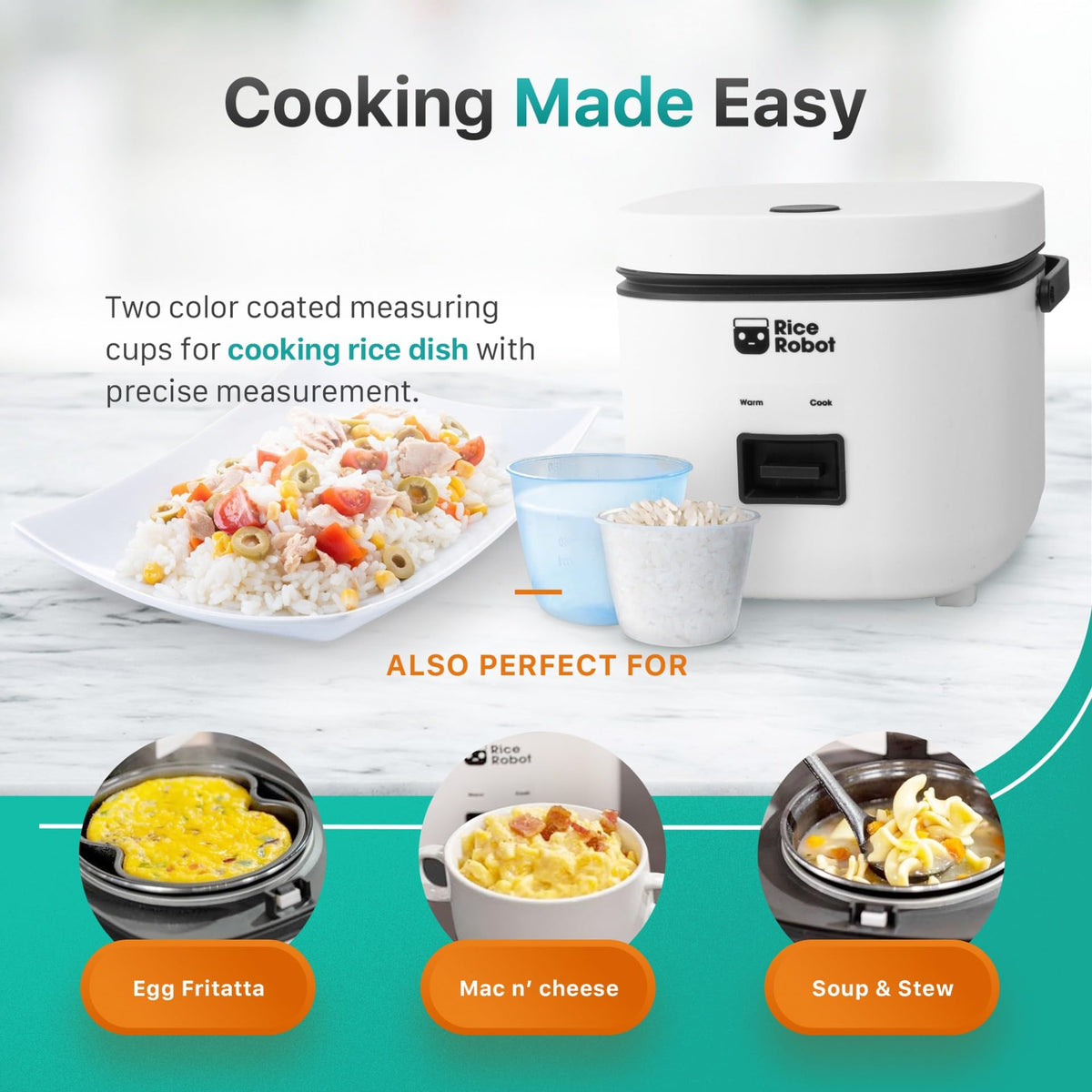 EMSON Rice Robot on kitchen counter shows controlled heat for even results.