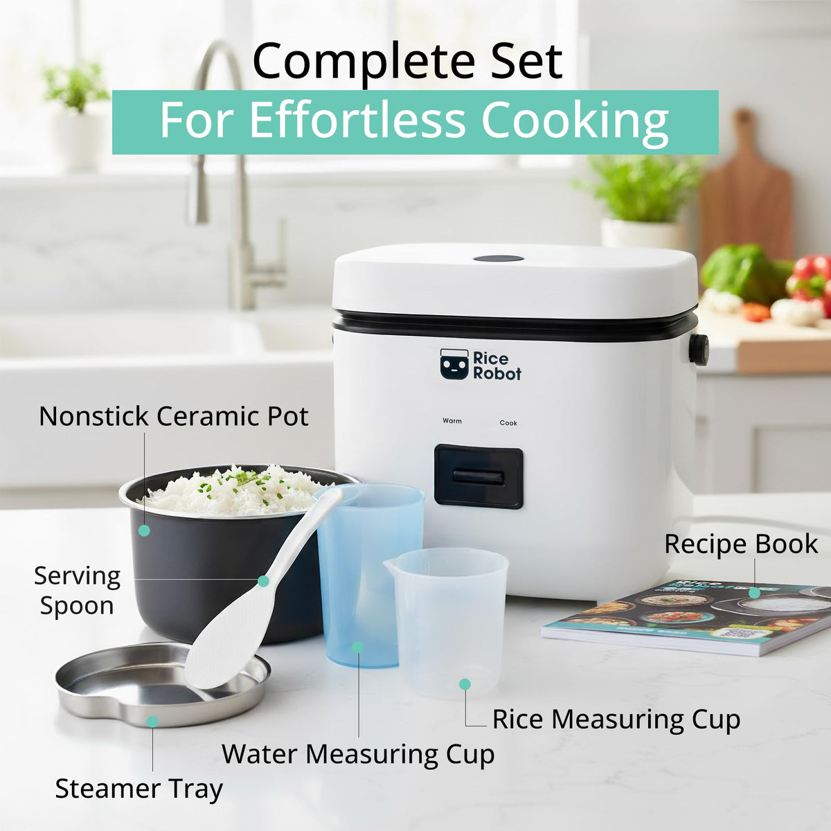 EMSON Rice Robot included measuring cups help precise ingredient prep.