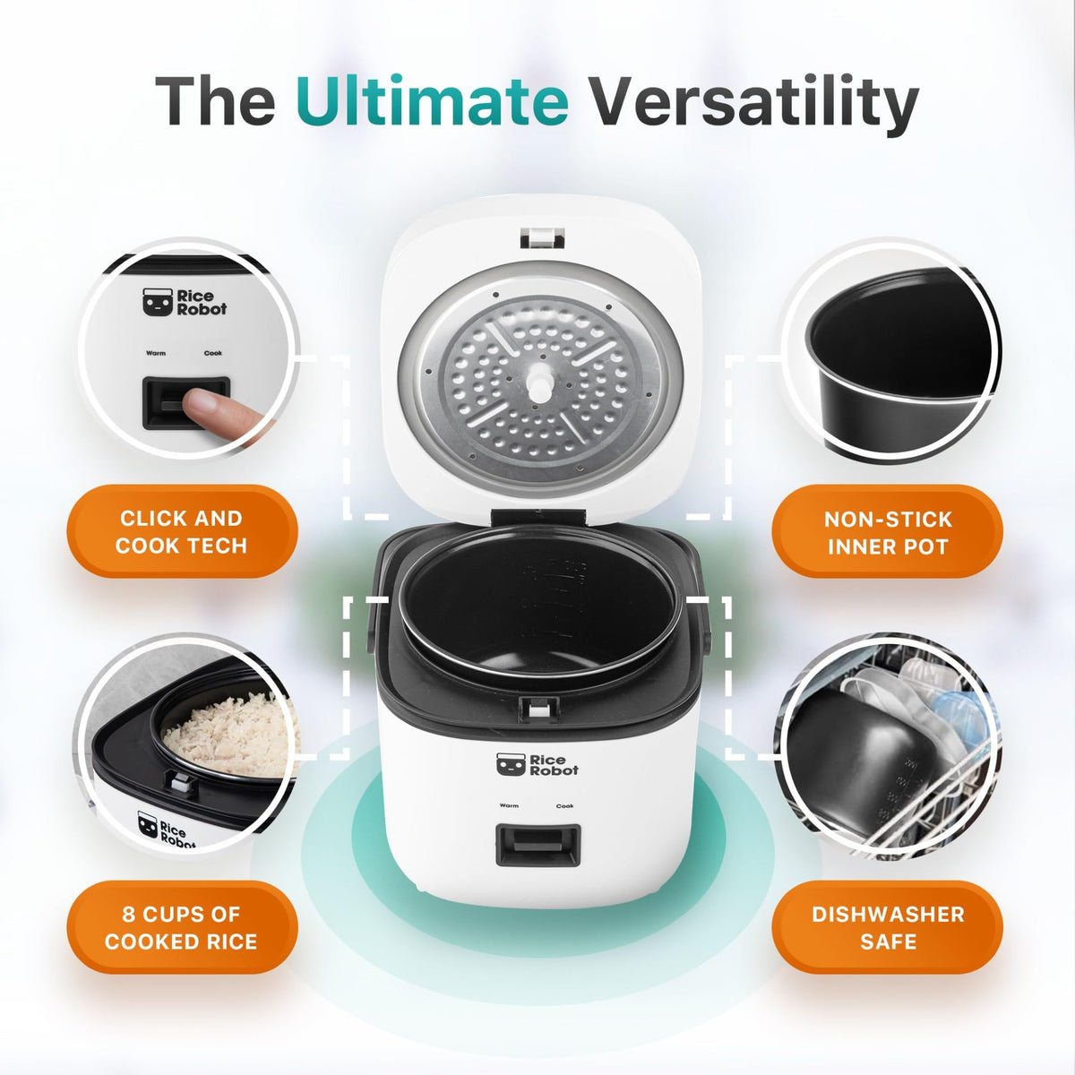 EMSON PFAS-free ceramic inner pot enables easy cleanup and nonstick cooking.