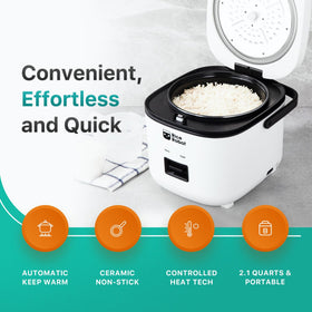 EMSON Rice Robot Rice Cooker and stainless steel steamer tray for vegetables and proteins.