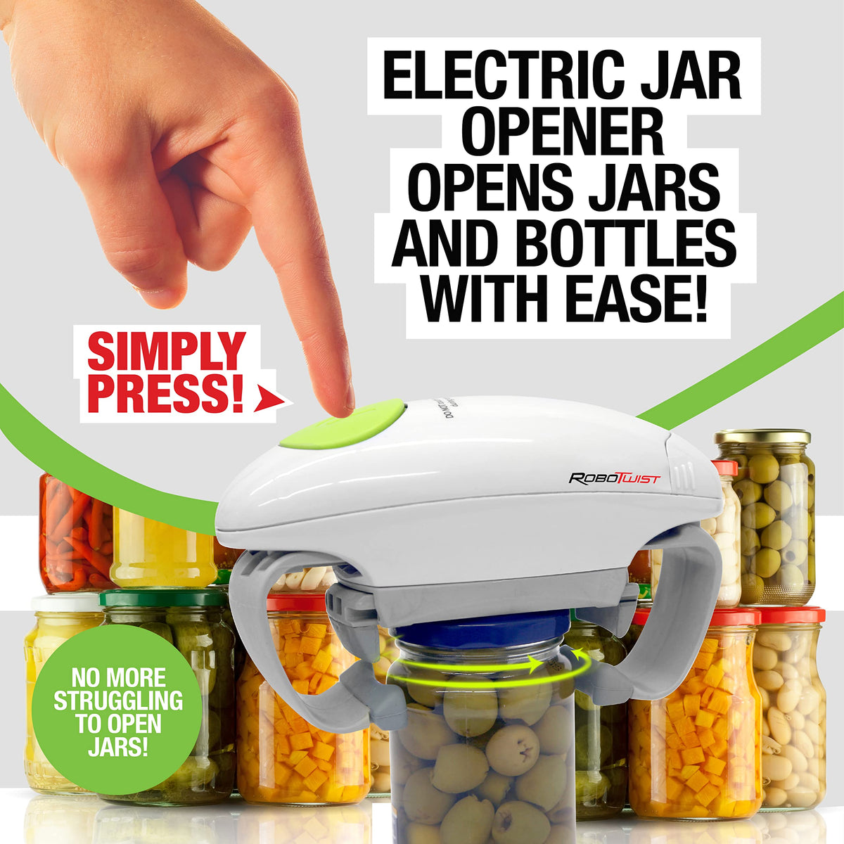 EMSON Robotwist in action auto-opens jars with minimal effort.