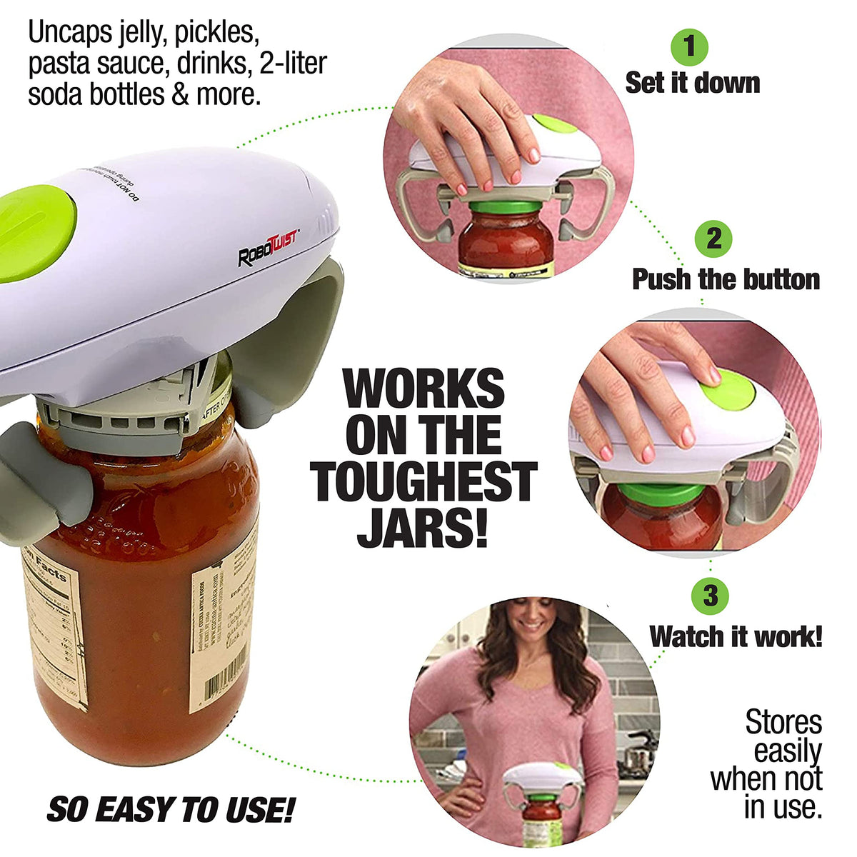 EMSON Robotwist fits all jar sizes for kitchen versatility.