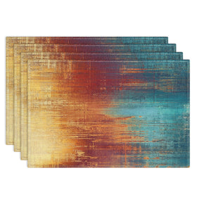 Emvency Farmhouse placemats with blue and orange abstract pattern for stylish outdoor dining.