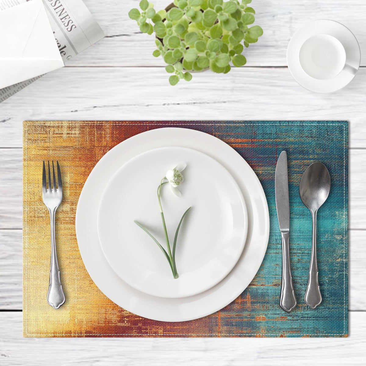 Emvency placemats for indoors and outdoors elevate kitchen and patio tables.