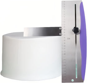 Enajucy 12 inch cake scraper with adjustable height for precise frosting edges.