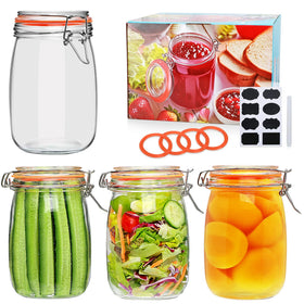 Encheng 32 oz wide-mouth mason jars set of four for organized pantry storage.