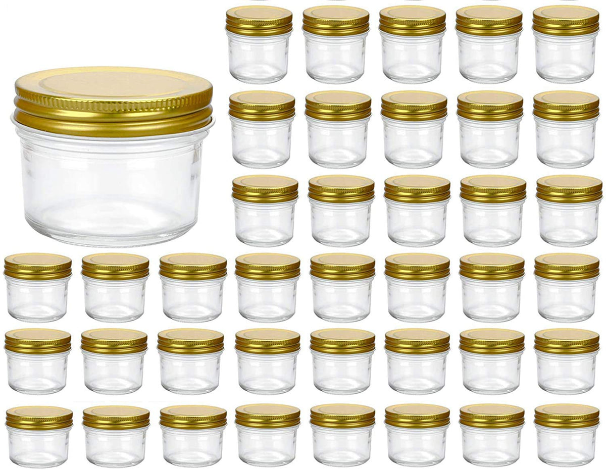 Encheng 4oz clear glass jar with golden lid for spice storage