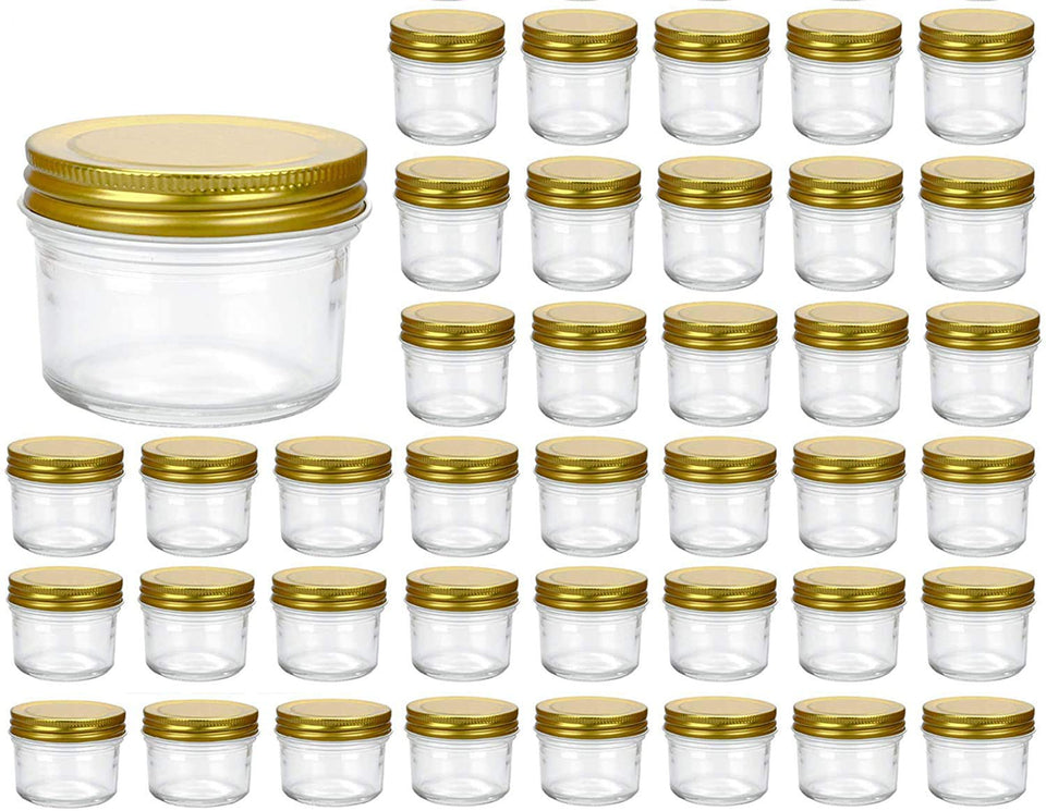 Encheng 4oz clear glass jar with golden lid for spice storage