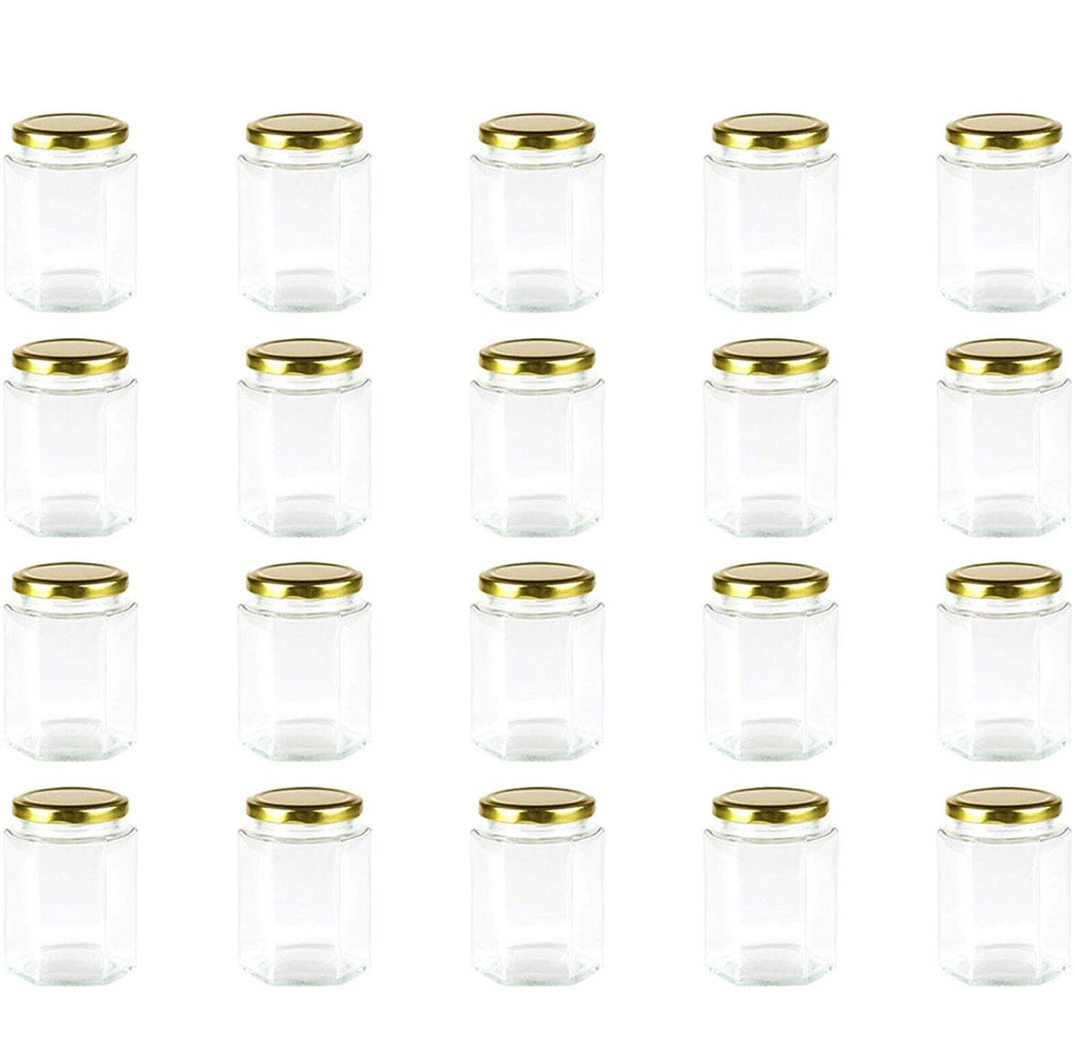 Encheng 10oz hexagon jar with golden lid for honey storage and gifts