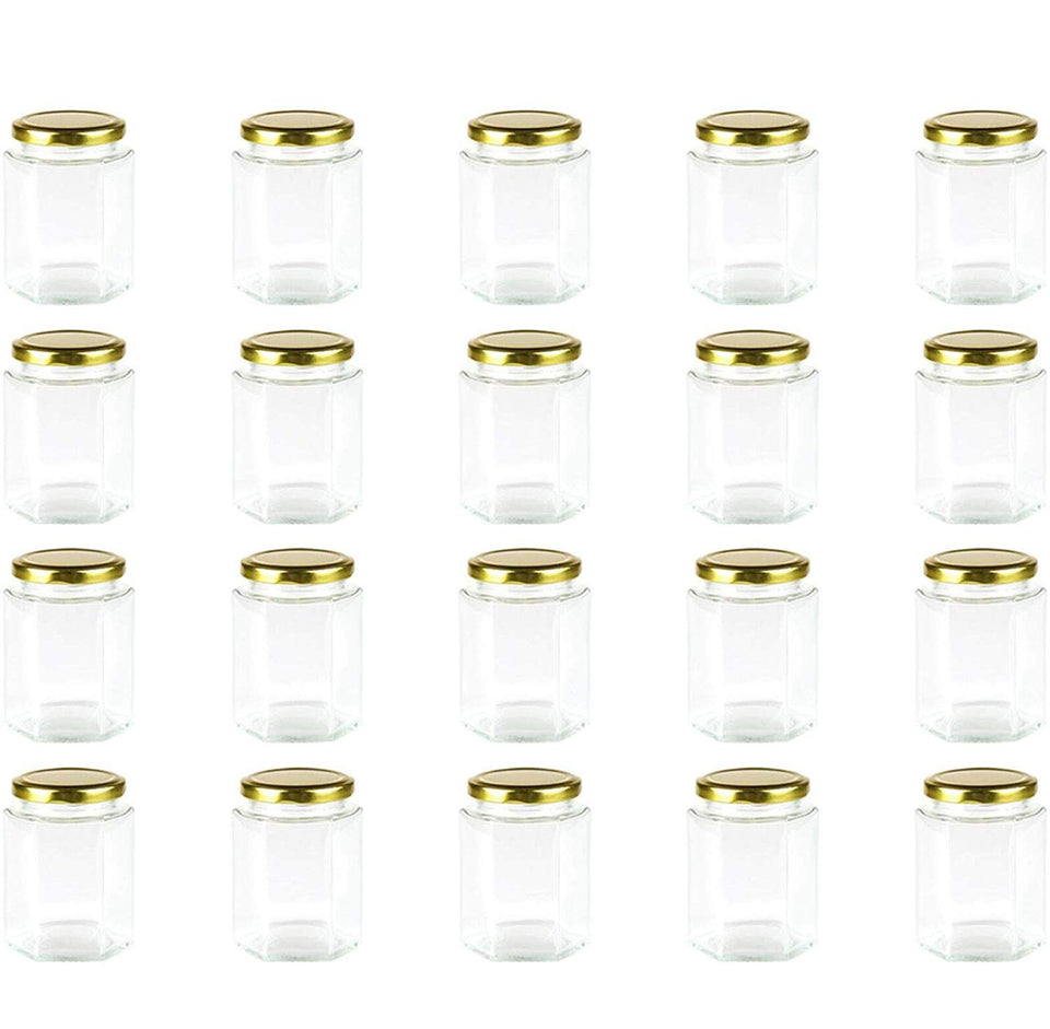 Encheng 10oz hexagon jar with golden lid for honey storage and gifts
