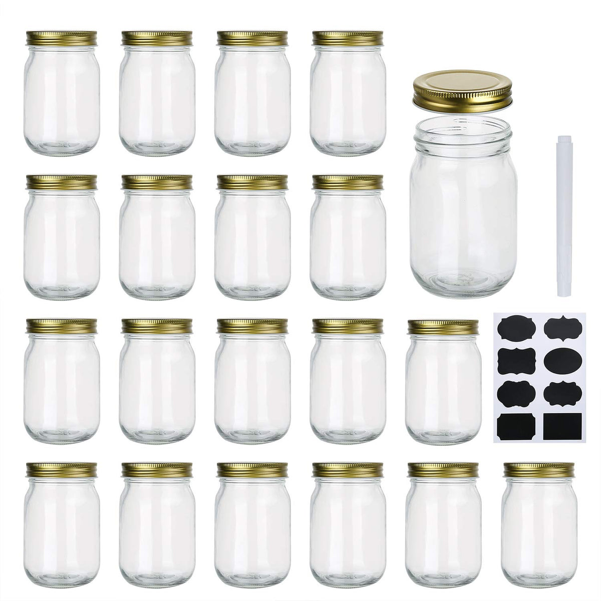 Encheng 12 oz regular-mouth glass jar with lid for pantry storage.