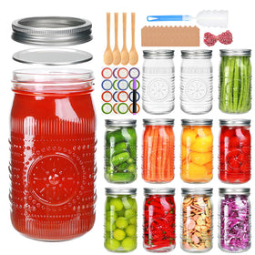 Encheng 32 oz wide-mouth jar with lids for easy canning and storage.