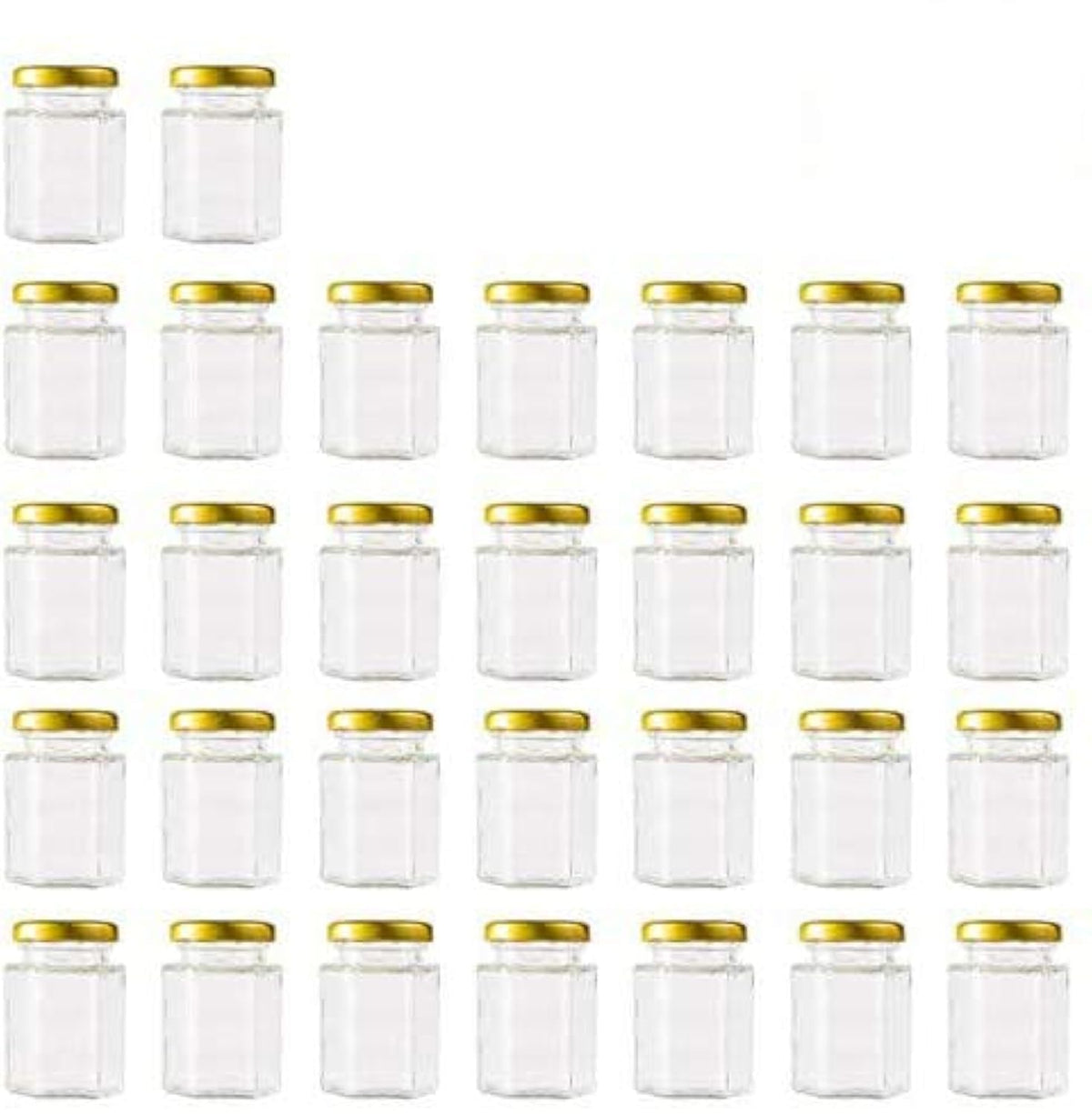 Encheng 4oz clear hexagon jar with golden lid for versatile storage