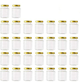 Encheng 4oz clear hexagon jar with golden lid for versatile storage