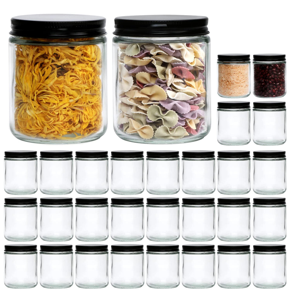 Encheng 8 oz glass jar with metal lid, airtight for candles.