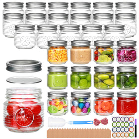 Encheng 8 oz mason jar with embossed design for stylish pantry storage.