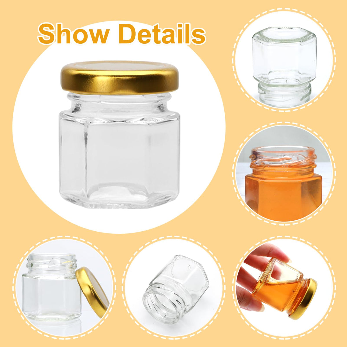 Airtight metal lid protects honey, jams, and herbs in Encheng jars.