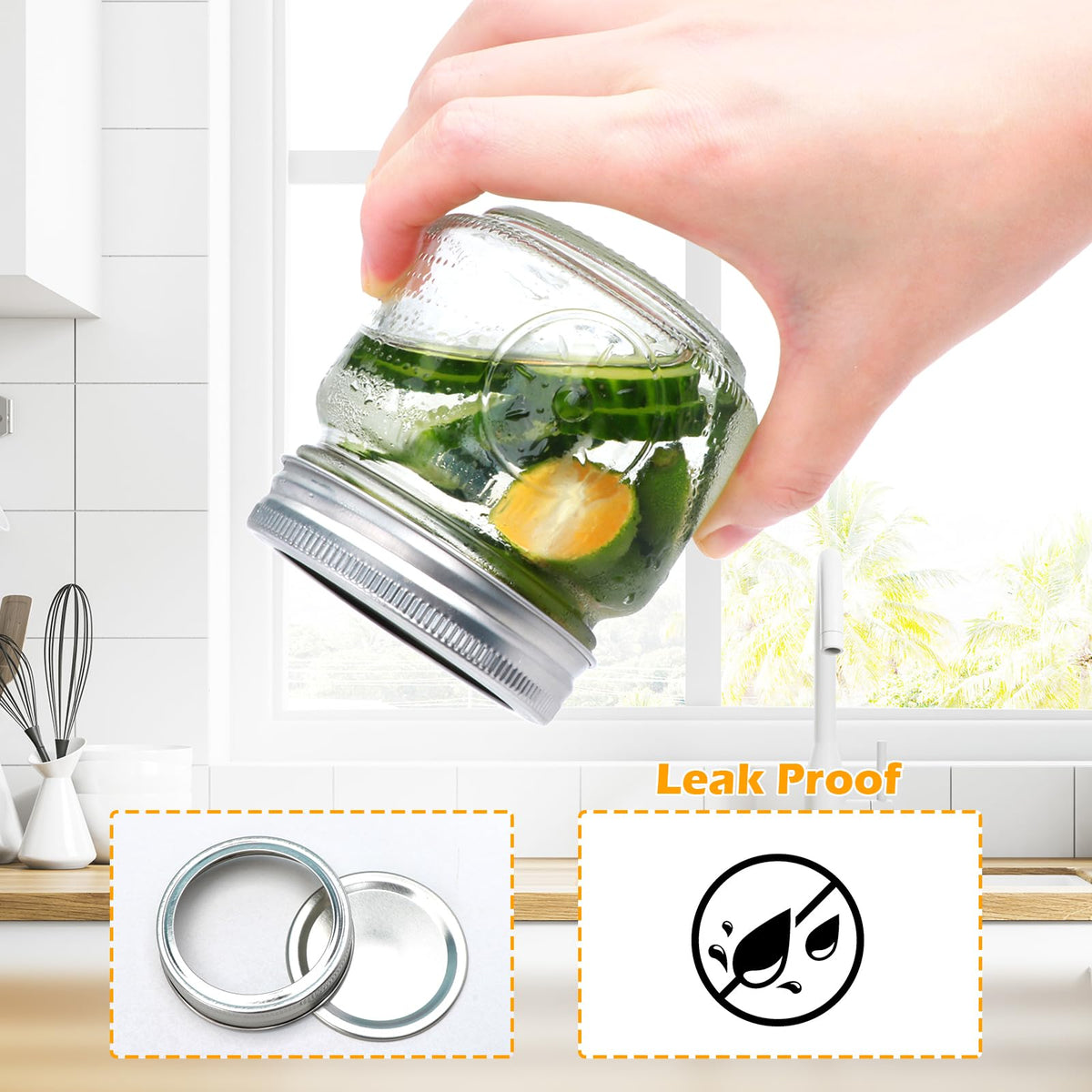 Encheng airtight two-piece lid ensures freshness for jams and ferments.