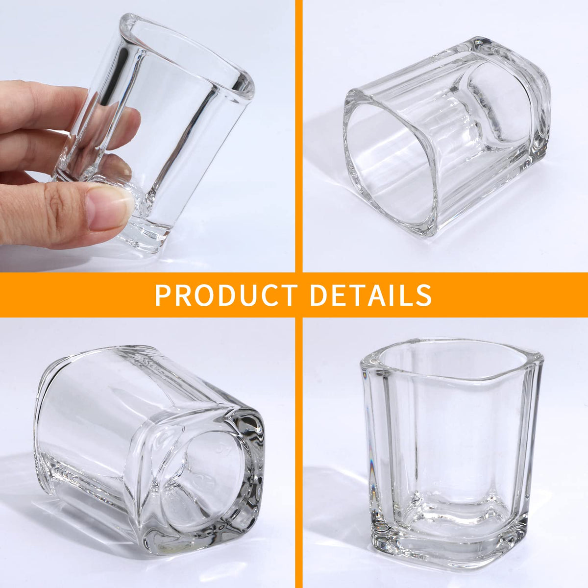 Encheng clear espresso shot glasses with 2.2 oz capacity for measured servings.