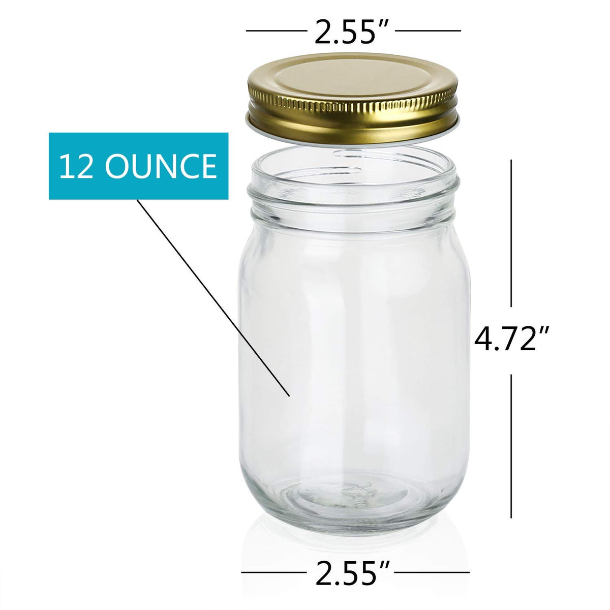 Encheng clear mason jar with regular lid, easy labeling and stacking.