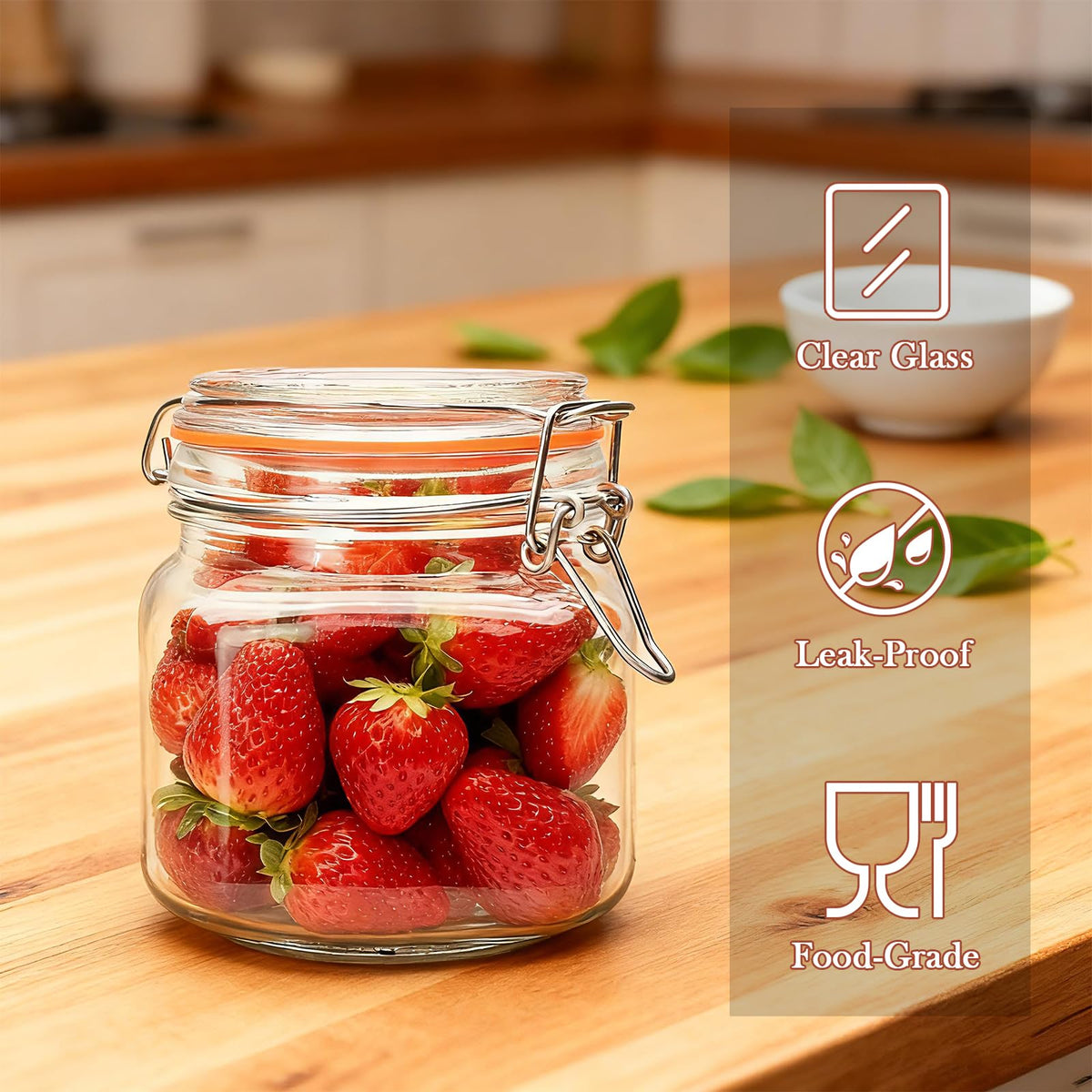 Encheng dishwasher-safe glass jars for simple cleaning.