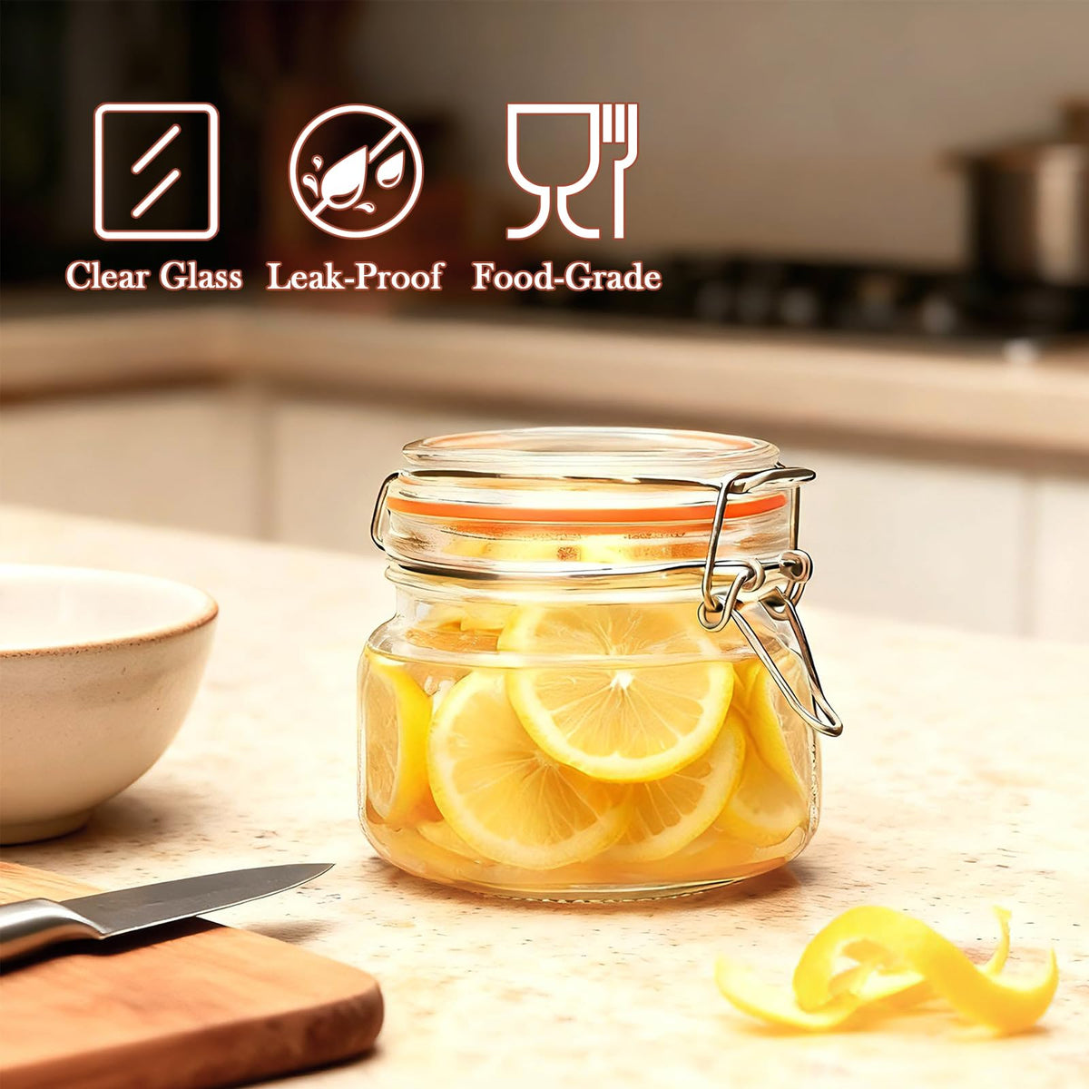 Elegant clear Encheng glass complements any shelf while keeping contents visible.