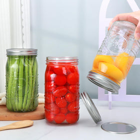 Encheng embossed quart jar provides a non-slip grip and vintage-inspired look.