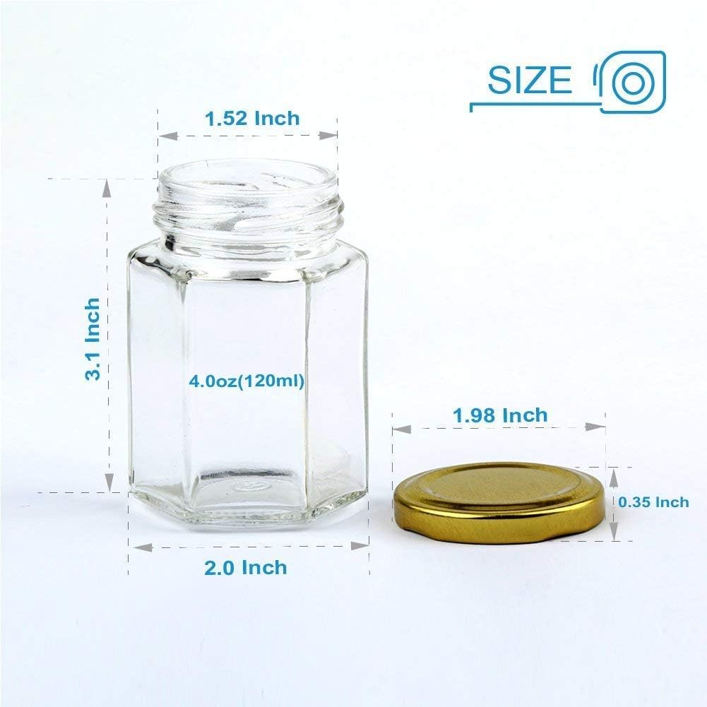 Encheng glass honey jar 4oz with golden lid preserves freshness