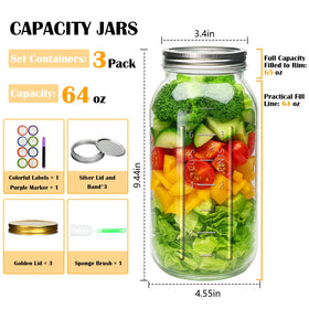 Encheng half gallon mason jar showing measurement markings for precise prep