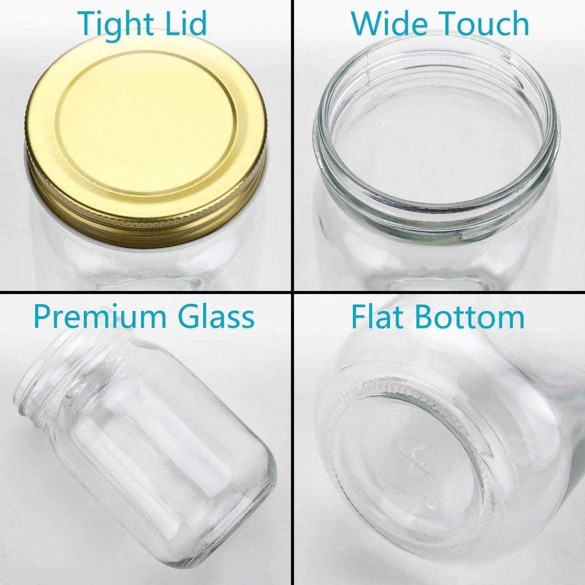 Encheng labeled jars with stickers for herbs, jams, or spices.