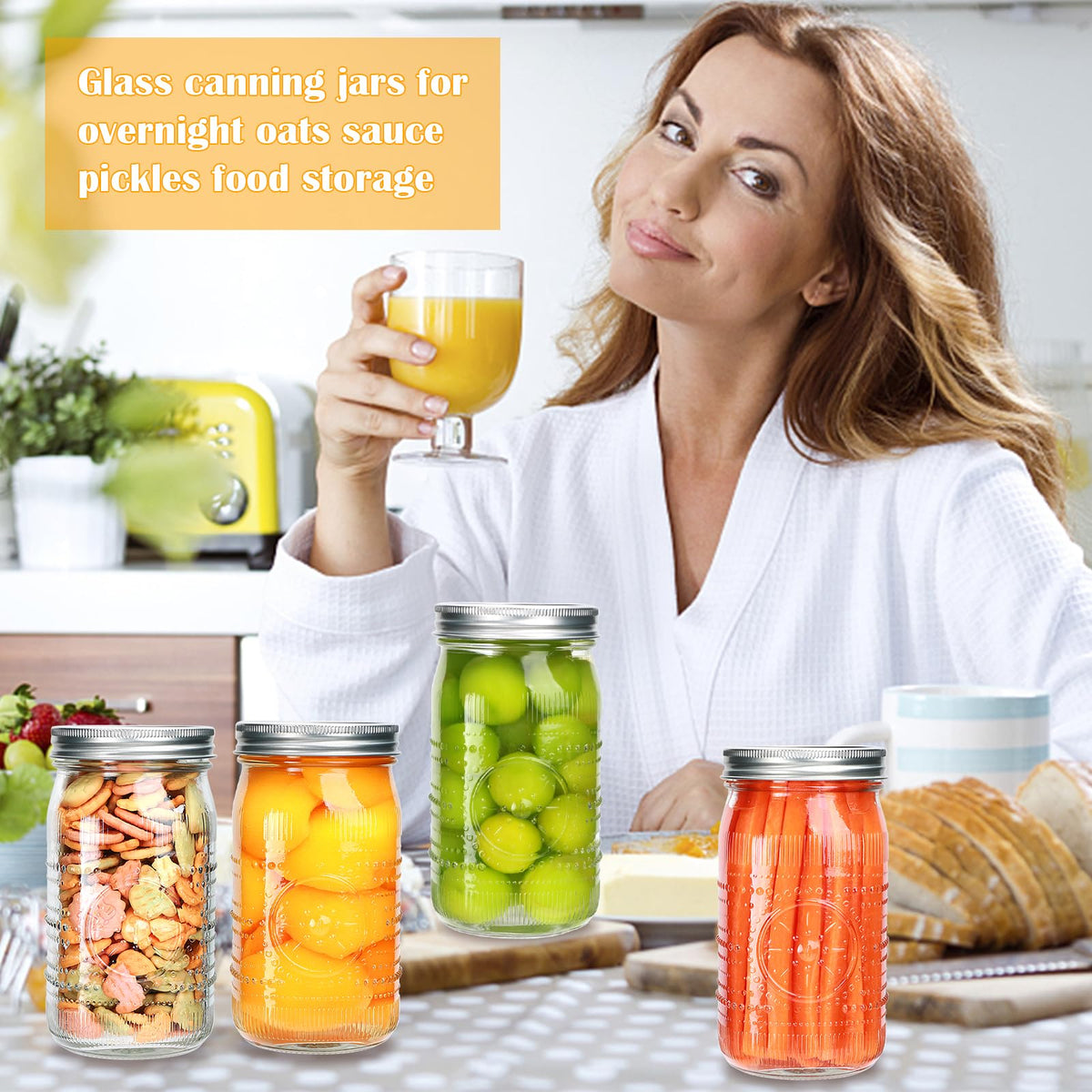 Encheng jars with metal lids seal tightly for fresh jams and pickles.