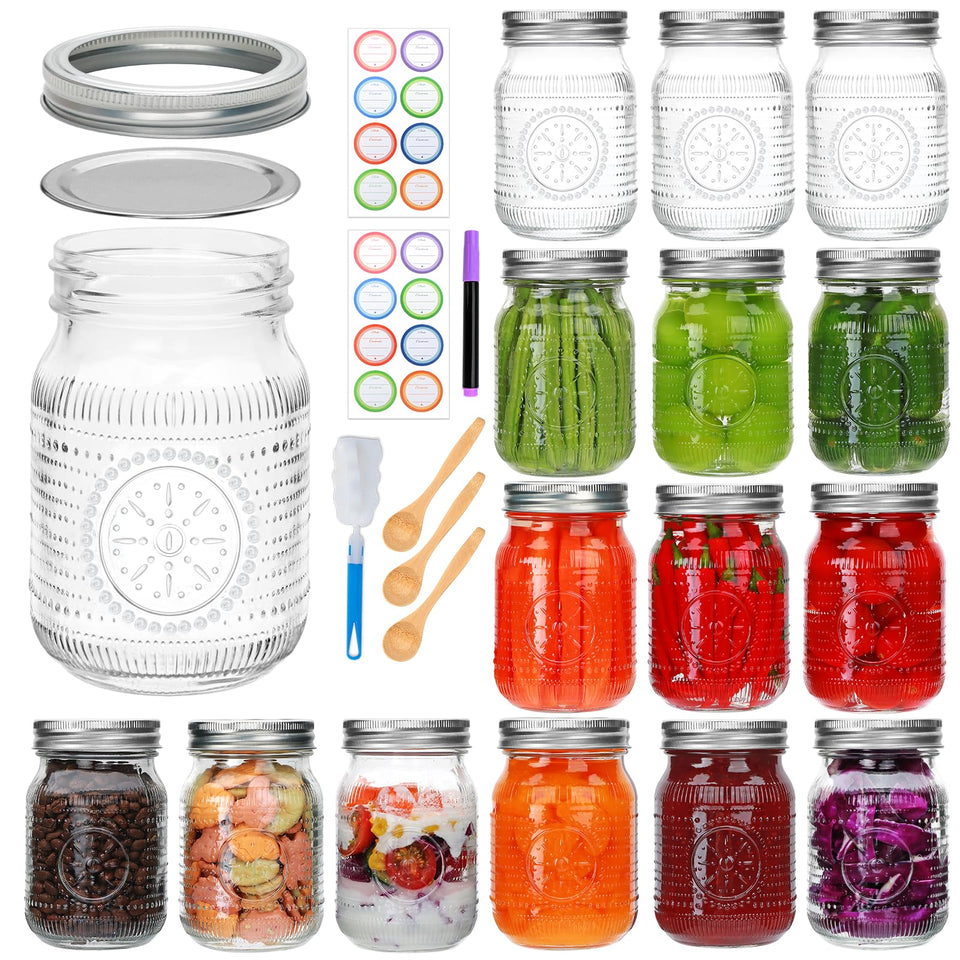 Encheng regular-mouth 16oz jar with lids and bands for reliable sealing