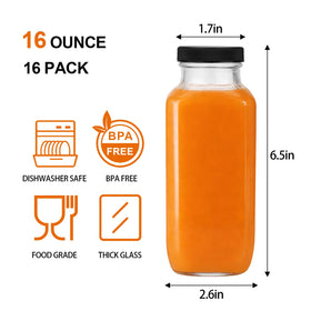 Encheng square glass bottle with wide mouth for easy filling and cleaning.