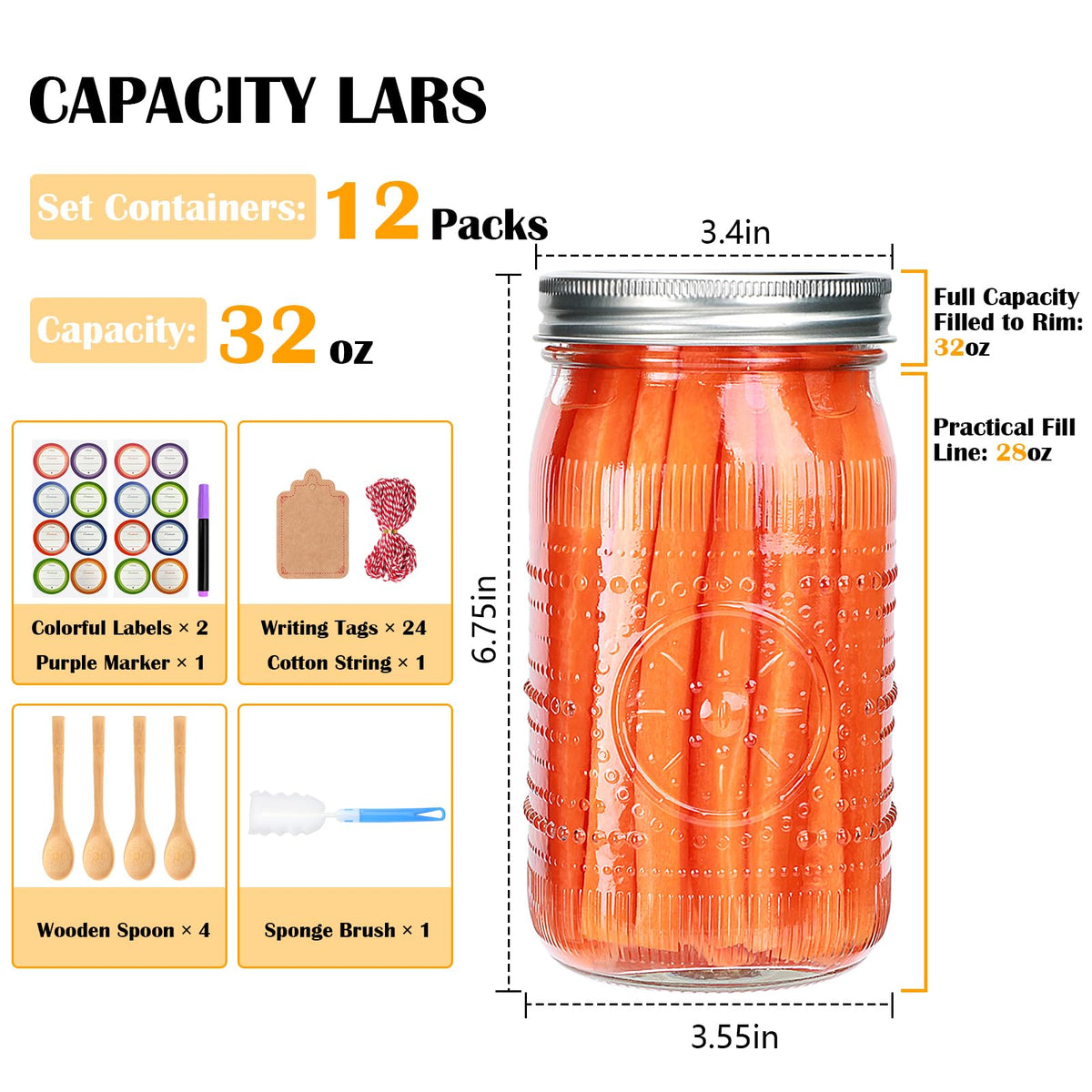 Encheng wide-mouth jar open for quick filling and cleaning during fermenting and preserves.
