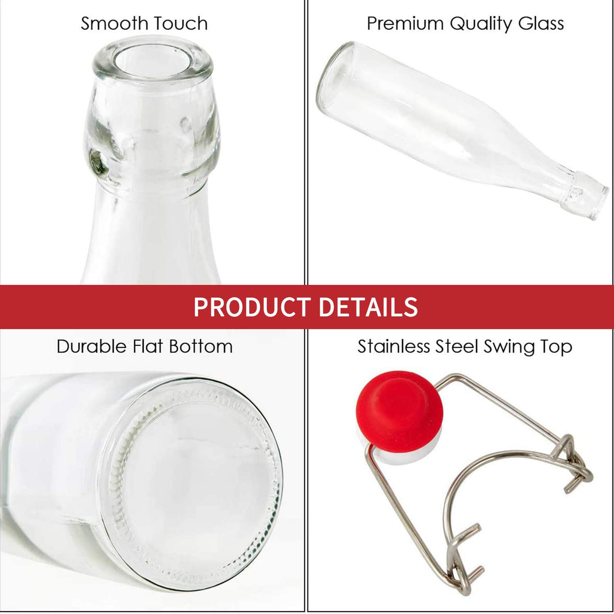 Encheng clear glass bottle showing airtight seal for easy storage.